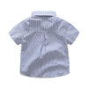 Conjunto de camisa e calça listrada de manga curta infantil, roupa de bebê, cavalheiros, terno elegante, roupa de treino infantil, menino, casual, verão