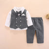 Iyeal conjunto de terno de batismo para bebê menino, presente de festa de aniversário para recém-nascidos, smoking infantil com chapéu, gravata borboleta, roupa de cavalheiro para crianças pequenas, 3 peças