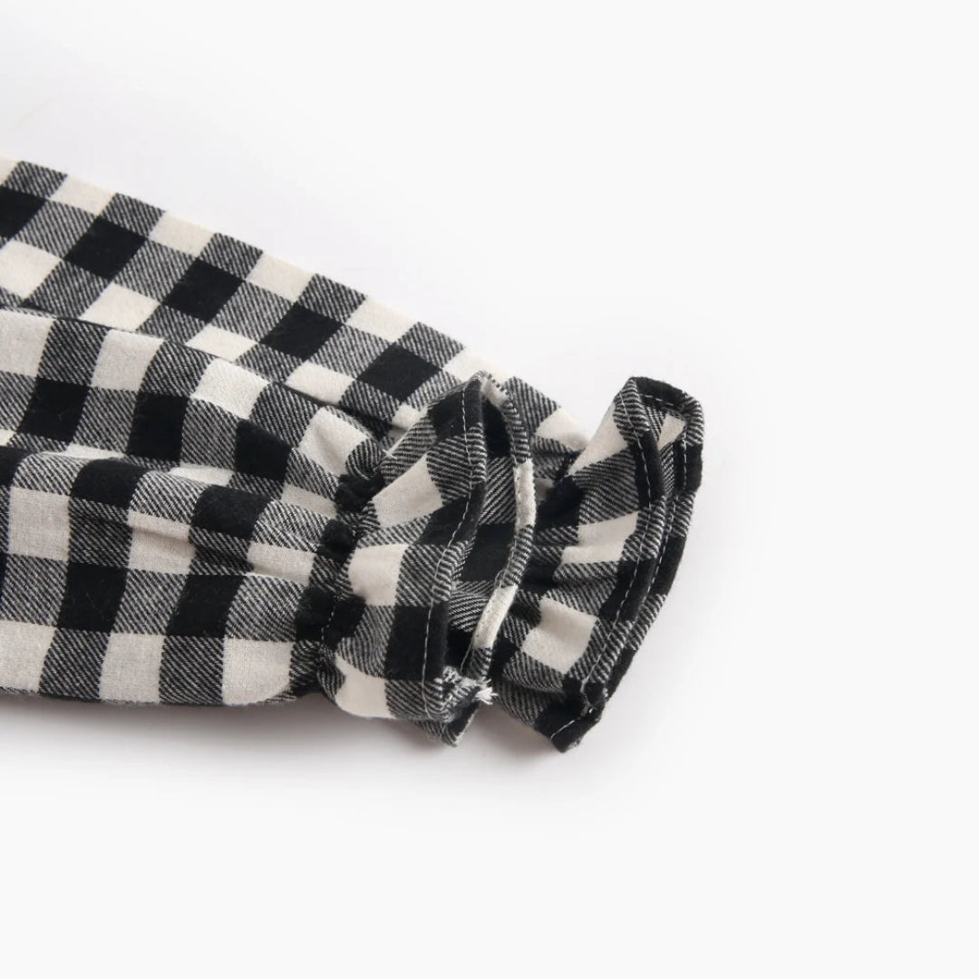 Sanlutoz Bodysuits para bebês fofos xadrez roupas para meninas manga comprida outono macacões para bebês