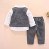 Iyeal conjunto de terno de batismo para bebê menino, presente de festa de aniversário para recém-nascidos, smoking infantil com chapéu, gravata borboleta, roupa de cavalheiro para crianças pequenas, 3 peças