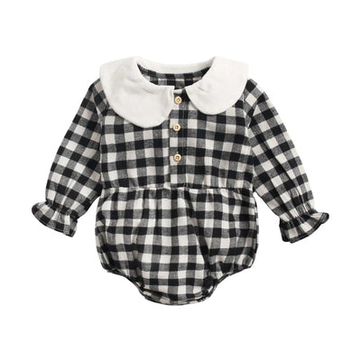 Sanlutoz Bodysuits para bebês fofos xadrez roupas para meninas manga comprida outono macacões para bebês