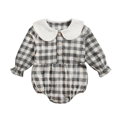 Sanlutoz Bodysuits para bebês fofos xadrez roupas para meninas manga comprida outono macacões para bebês