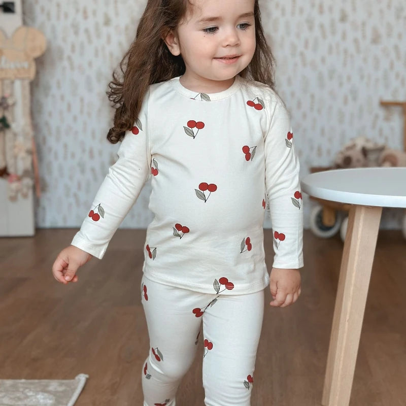Conjunto de roupas infantis de algodão para meninos e meninas de 1 a 6 anos, roupa casual com calça superior e calça, conjunto de pijama de 2 peças para crianças