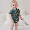Pudcoco infantil bebê menino manga curta macacão moda impressão lapela pescoço botão-up bodysuit roupas casuais de verão