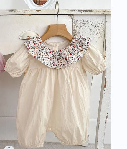 2024 novo verão bebê recém-nascido menina macacão de manga curta algodão bordado infantil bebê meninas macacão 0-24m roupas do bebê meninas