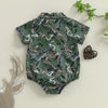 Pudcoco infantil bebê menino manga curta macacão moda impressão lapela pescoço botão-up bodysuit roupas casuais de verão