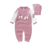 Bebê recém-nascido macacão de malha infantil menina macacão bonito arcos outono roupas do miúdo chapéu criança macacão 0-18m roupa quente manga longa 2pc