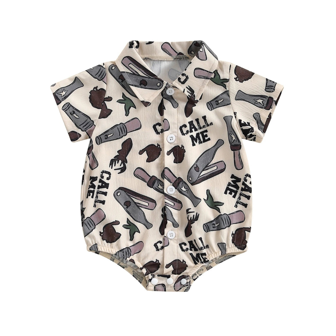 Pudcoco infantil bebê menino manga curta macacão moda impressão lapela pescoço botão-up bodysuit roupas casuais de verão