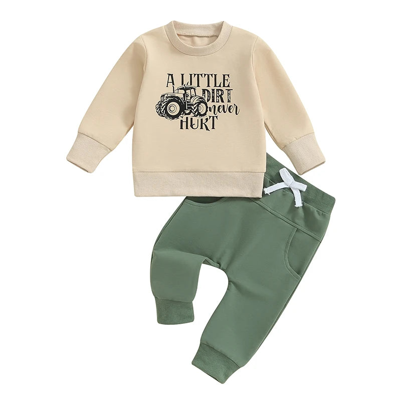 Conjunto de camisolas de manga comprida e calças de jogger, roupa do meu menino, roupa de carta, outono, inverno