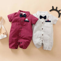 1 peça macacão de bebê menino estilo formal manga curta estampa de tira roupas de verão