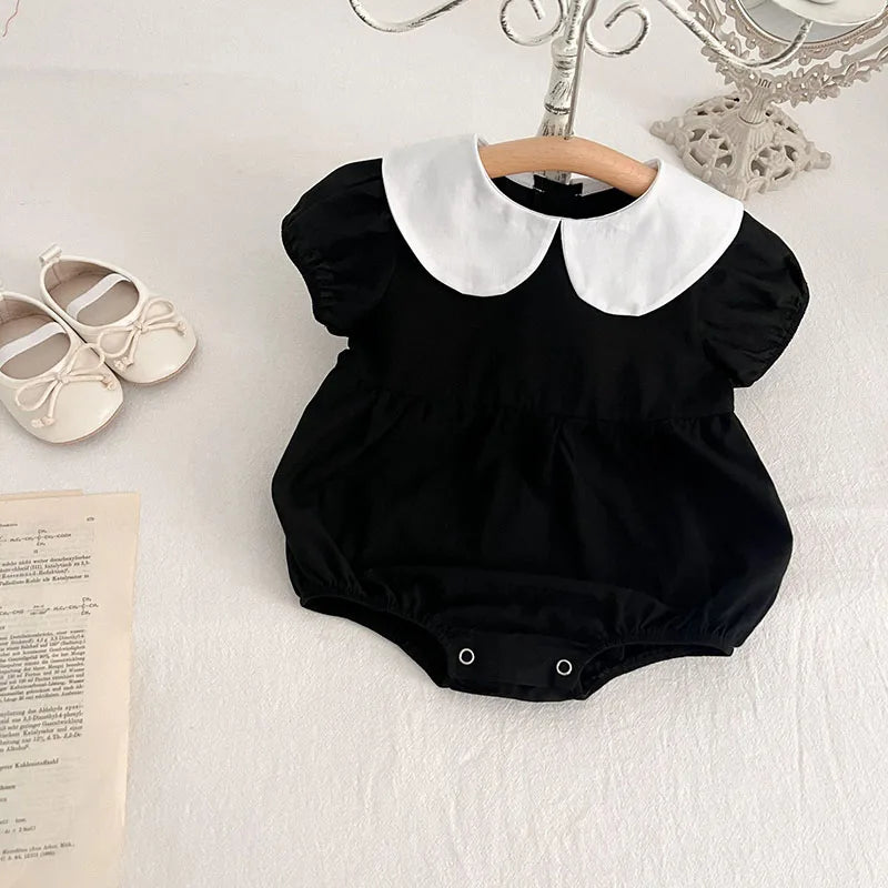 MILANCEL-Bodysuit patchwork para meninas infantis, roupas de bebê, fofas, colarinho Peter Pan, outwear para criança, 0-2 Y, verão, 2022