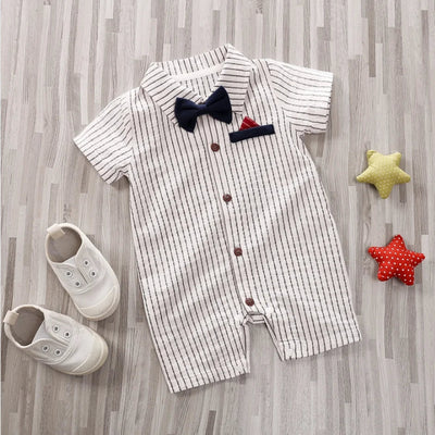 1 peça macacão de bebê menino estilo formal manga curta estampa de tira roupas de verão