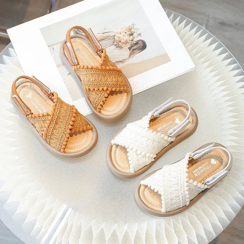 Meninas verão sapatos de praia estilo étnico crianças sandálias casuais sola macia moda crianças retro princesa sapatos verão novo