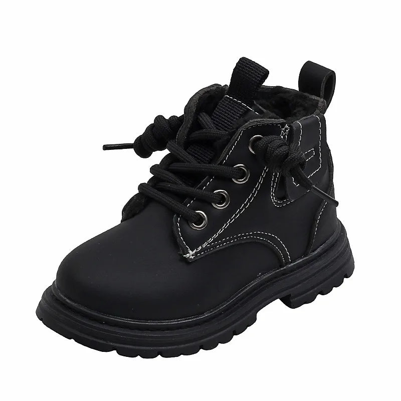 Crianças inverno novo grosso de pelúcia quente botas de neve sapatos de algodão crianças bebê outono único botas moda bota de couro do plutônio
