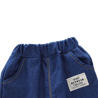 2 pçs crianças roupas para menino 1-4y coroa impressão camisa + jeans curto verão algodão macio crianças conjunto da criança casual passeio moda terno