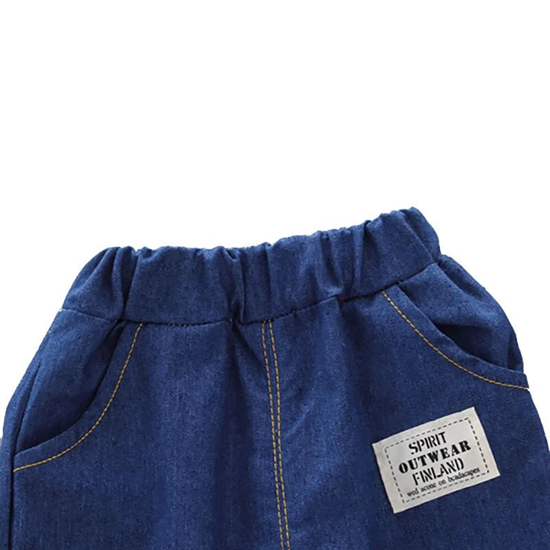 2 pçs crianças roupas para menino 1-4y coroa impressão camisa + jeans curto verão algodão macio crianças conjunto da criança casual passeio moda terno