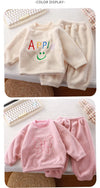 Conjuntos de flanela de inverno para crianças, pijamas sólidos e quentes para crianças, conjunto de duas peças para bebês, meninos e meninas, roupas boutique