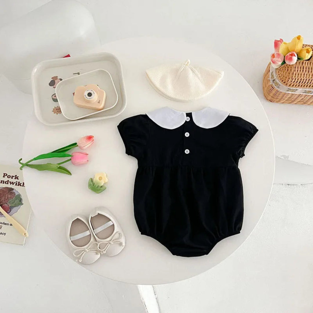 MILANCEL-Bodysuit patchwork para meninas infantis, roupas de bebê, fofas, colarinho Peter Pan, outwear para criança, 0-2 Y, verão, 2022