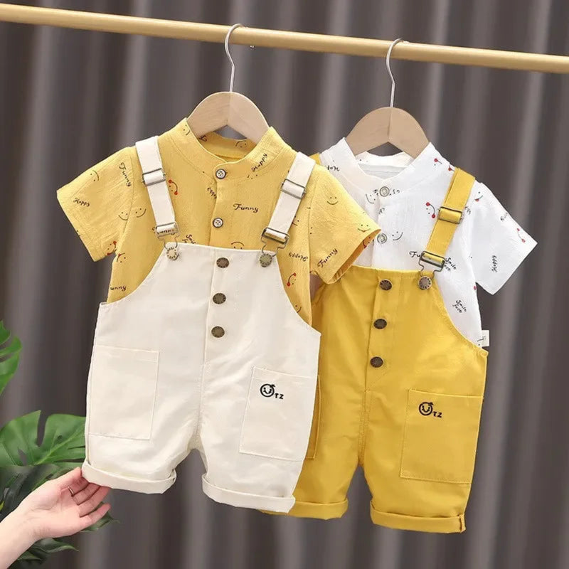 Novas crianças verão bebê meninos meninas roupas terno moda camiseta bib calças 2 pçs/set criança traje casual crianças agasalhos