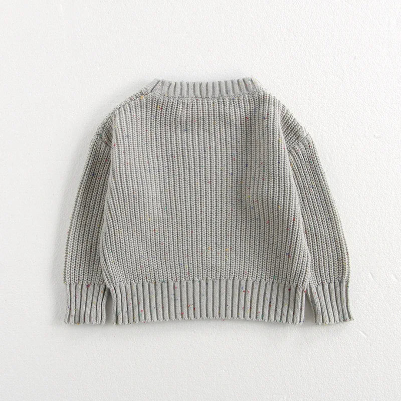 Baby O Neck Knit Pullover, Malhas Meninos e Meninas, Roupas Meninas Breve, 2 Cores, Outono