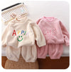 Conjuntos de flanela de inverno para crianças, pijamas sólidos e quentes para crianças, conjunto de duas peças para bebês, meninos e meninas, roupas boutique