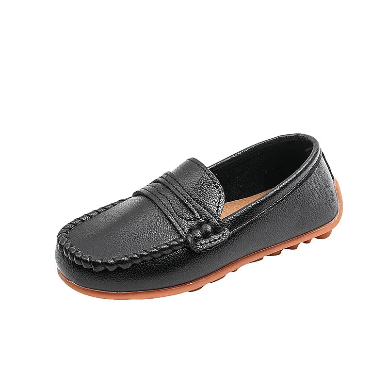 Meninos sapatos primavera outono crianças oxfords meninos deslizamento em apartamentos sapatos de couro macio do plutônio da criança preto branco mocassins para menino