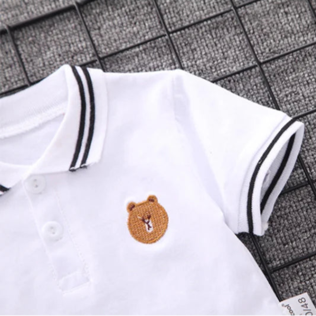 Verão bebê menino conjuntos de roupas moda urso bordado manga curta camiseta + shorts crianças 2 pçs terno 1-5y menina crianças conjunto esportivo