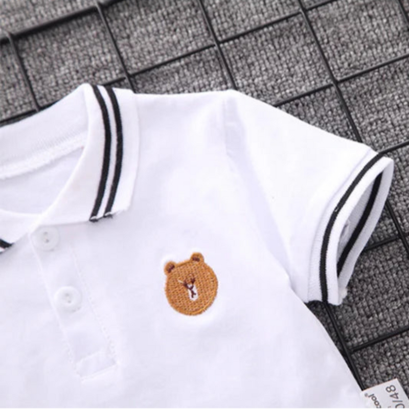 Verão bebê menino conjuntos de roupas moda urso bordado manga curta camiseta + shorts crianças 2 pçs terno 1-5y menina crianças conjunto esportivo