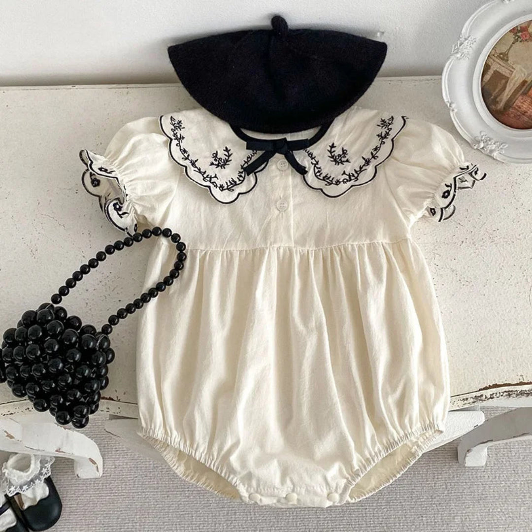 2024 novo verão bebê recém-nascido menina macacão de manga curta algodão bordado infantil bebê meninas macacão 0-24m roupas do bebê meninas
