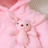 Outono e inverno rosa fofo conjunto bebê meninas bonito dos desenhos animados coelho figura com capuz manga longa com capuz cintura elástica calças de cor sólida