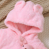 Outono e inverno rosa fofo conjunto bebê meninas bonito dos desenhos animados coelho figura com capuz manga longa com capuz cintura elástica calças de cor sólida