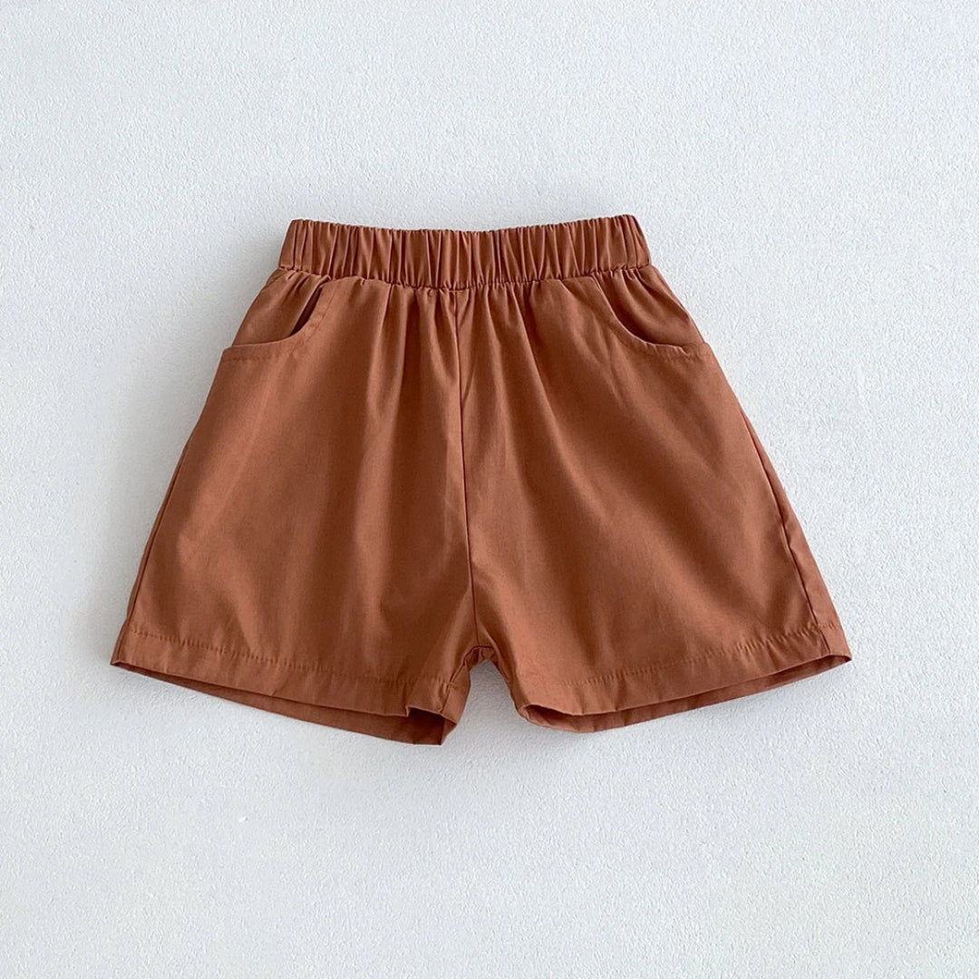 Bebés, meninas e meninos shorts vintage, calças curtas infantis, algodão, respirável, design de 3 bolsos, verão, crianças