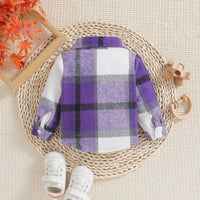 Outono menino menina casaco coreano novas crianças neutro xadrez lapela lã camisa de manga comprida moda cardigan curto