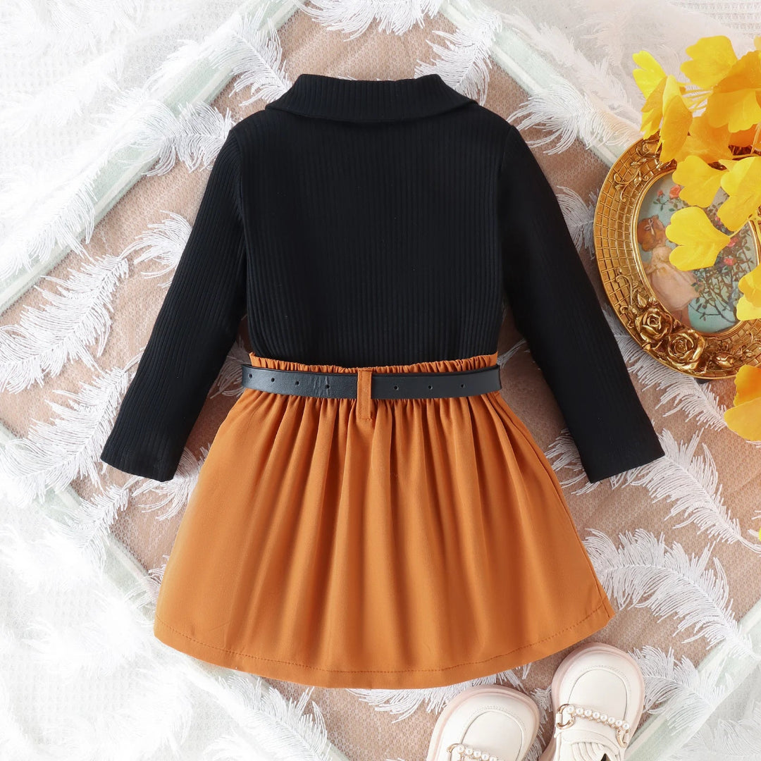 3 pçs outono novo estilo 1-5 anos de idade menina bebê faculdade casual cor sólida manga comprida pit top + saia curta plissada conjunto