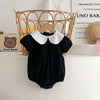 MILANCEL-Bodysuit patchwork para meninas infantis, roupas de bebê, fofas, colarinho Peter Pan, outwear para criança, 0-2 Y, verão, 2022