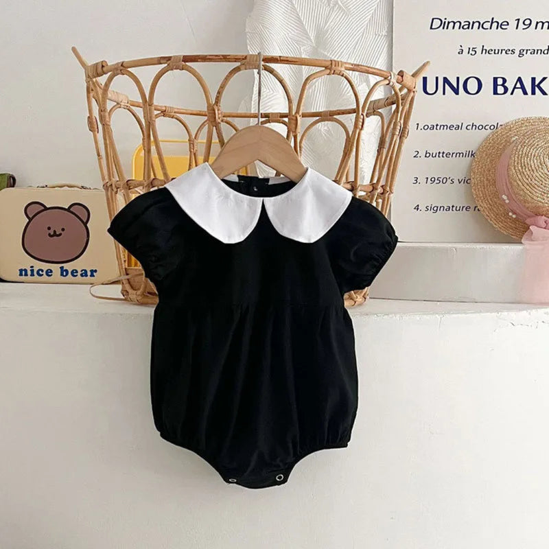 MILANCEL-Bodysuit patchwork para meninas infantis, roupas de bebê, fofas, colarinho Peter Pan, outwear para criança, 0-2 Y, verão, 2022