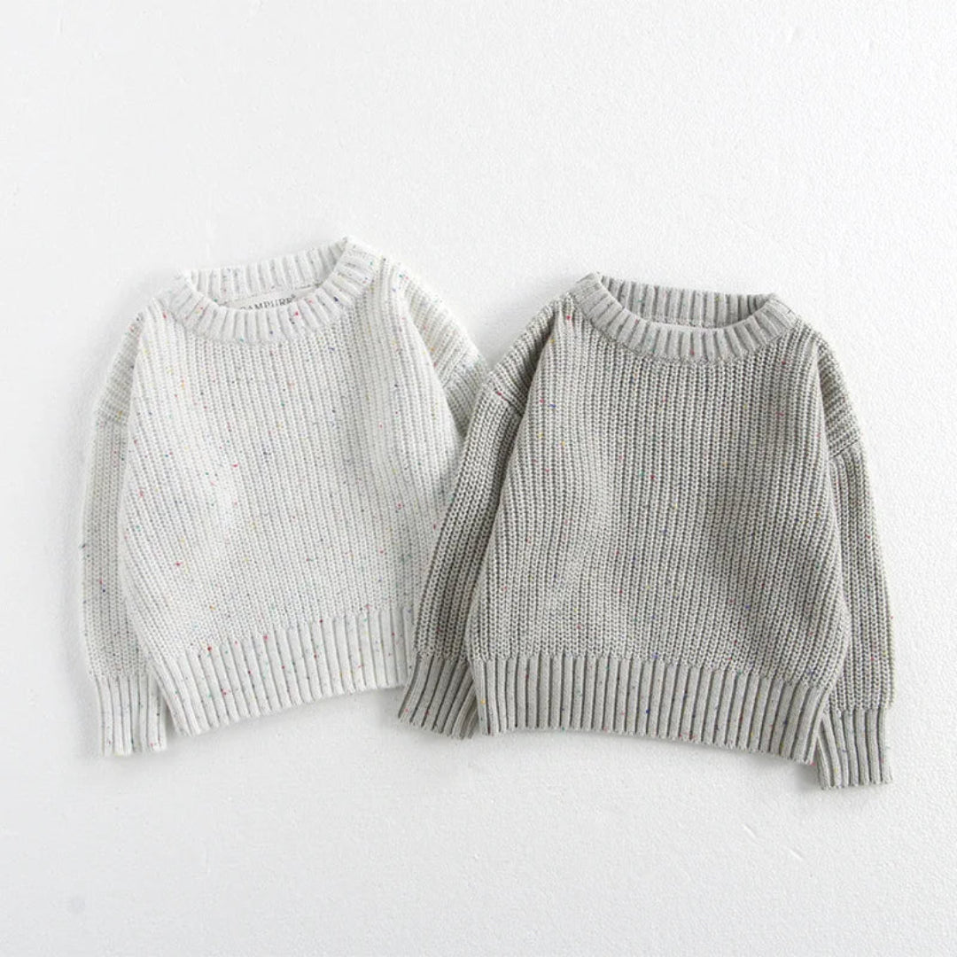 Baby O Neck Knit Pullover, Malhas Meninos e Meninas, Roupas Meninas Breve, 2 Cores, Outono