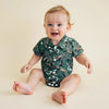 Pudcoco infantil bebê menino manga curta macacão moda impressão lapela pescoço botão-up bodysuit roupas casuais de verão