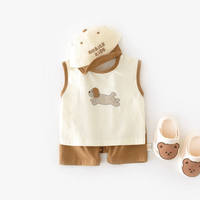Milancel novo conjunto de roupas de bebê de verão 0-3t desenhos animados cães bloco de cores meninos colete + shorts roupa infantil 2 peças
