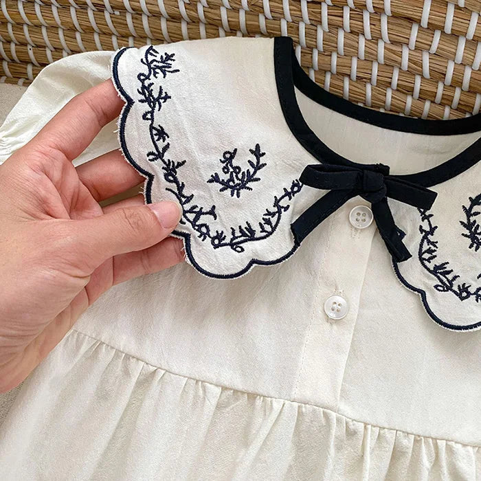 2024 novo verão bebê recém-nascido menina macacão de manga curta algodão bordado infantil bebê meninas macacão 0-24m roupas do bebê meninas