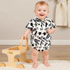 Pudcoco infantil bebê menino manga curta macacão moda impressão lapela pescoço botão-up bodysuit roupas casuais de verão