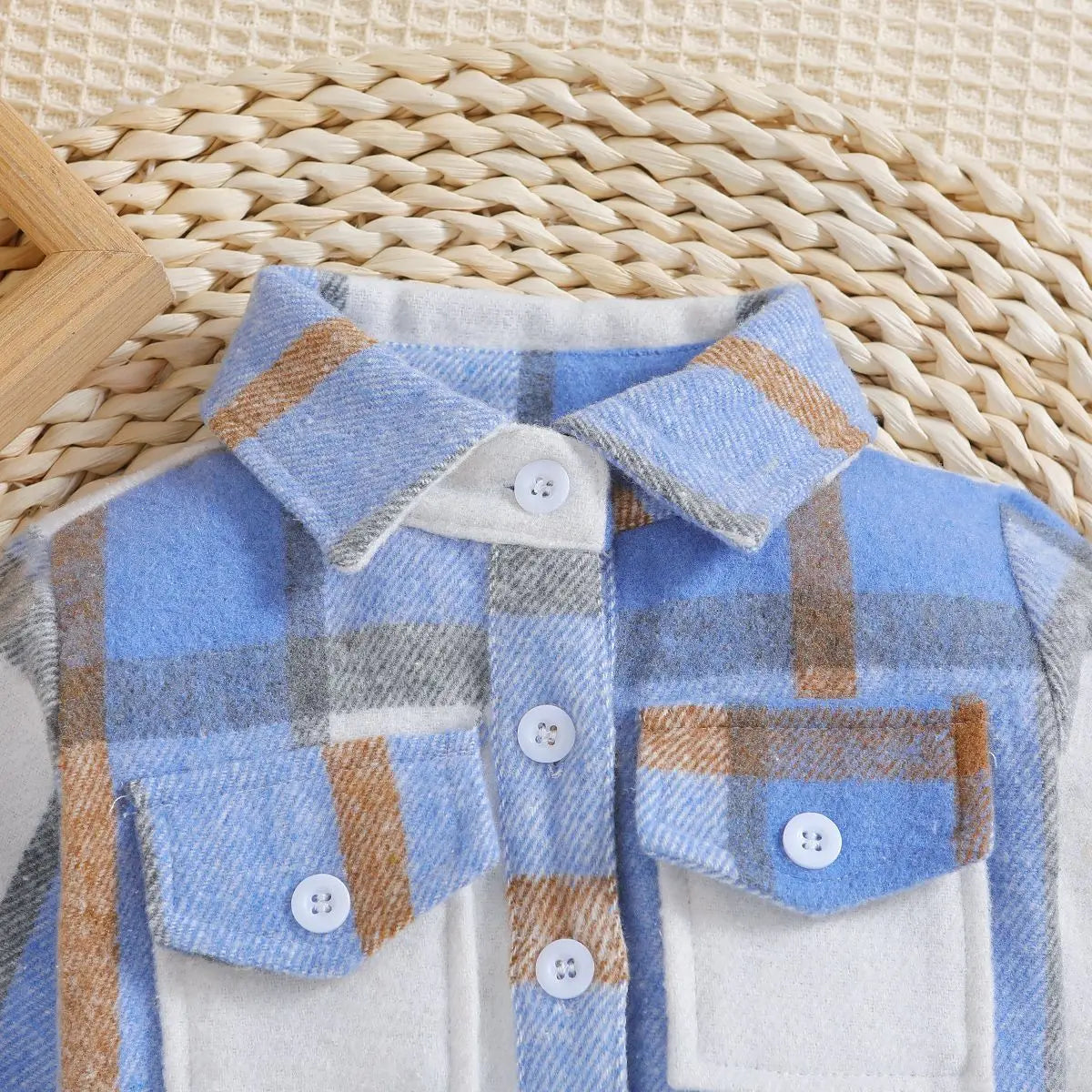 Outono menino menina casaco coreano novas crianças neutro xadrez lapela lã camisa de manga comprida moda cardigan curto