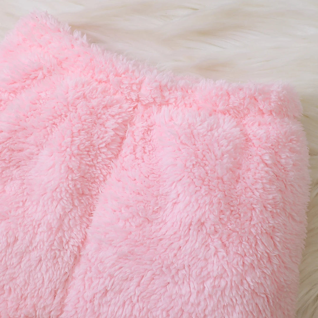 Outono e inverno rosa fofo conjunto bebê meninas bonito dos desenhos animados coelho figura com capuz manga longa com capuz cintura elástica calças de cor sólida