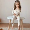 Conjunto de roupas infantis de algodão para meninos e meninas de 1 a 6 anos, roupa casual com calça superior e calça, conjunto de pijama de 2 peças para crianças