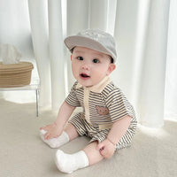 Macacão de manga curta para bebê masculino e feminino, puro algodão, roupas harém versáteis, elegante, verão, 1 pc