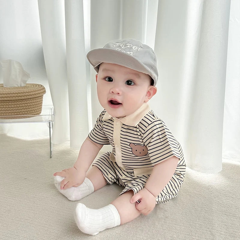 Macacão de manga curta para bebê masculino e feminino, puro algodão, roupas harém versáteis, elegante, verão, 1 pc