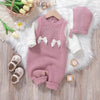 Bebê recém-nascido macacão de malha infantil menina macacão bonito arcos outono roupas do miúdo chapéu criança macacão 0-18m roupa quente manga longa 2pc