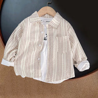 Crianças roupas coleção primavera meninos listrado manga longa camisa xadrez elegante e confortável crianças casacos casuais