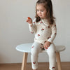 Conjunto de roupas infantis de algodão para meninos e meninas de 1 a 6 anos, roupa casual com calça superior e calça, conjunto de pijama de 2 peças para crianças