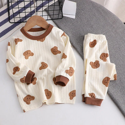 Conjunto de roupas infantis de algodão para meninos e meninas de 1 a 6 anos, roupa casual com calça superior e calça, conjunto de pijama de 2 peças para crianças